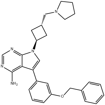 5-(3-Benzyloxyphenyl)-7-[trans-3-[(pyrrolidin-1-yl)methyl]cyclobutyl]-7H-pyrrolo[2,3-d]pyrimidin-4-amine Structural