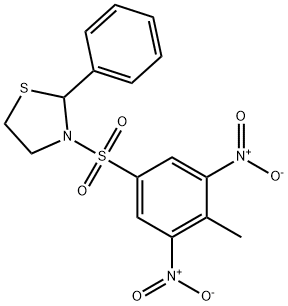 Thiazolidine, 3-[(4-methyl-3,5-dinitrophenyl)sulfonyl]-2-phenyl- (9CI) Structural