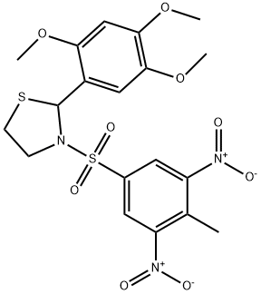 Thiazolidine, 3-[(4-methyl-3,5-dinitrophenyl)sulfonyl]-2-(2,4,5-trimethoxyphenyl)- (9CI) Structural