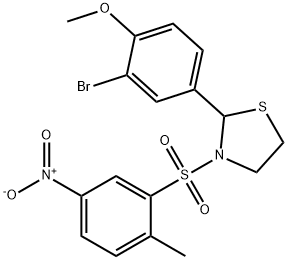 Thiazolidine, 2-(3-bromo-4-methoxyphenyl)-3-[(2-methyl-5-nitrophenyl)sulfonyl]- (9CI) Structural