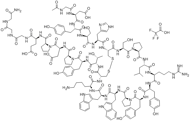 AC-GLY-ASP-TYR-SER-HIS-CYS-SER-PRO-LEU-ARG-TYR-TYR-PRO-TRP-TRP-LYS-CYS-THR-TYR-PRO-ASP-PRO-GLU-GLY-GLY-GLY-NH2, (DISULFIDE BOND) TRIFLUOROACETATE Structural