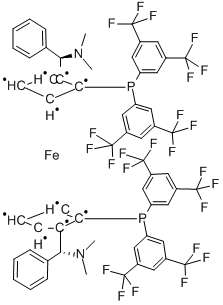 (ALPHAR,ALPHAR)-1,1'-BIS[ALPHA-(DIMETHYLAMINO)BENZYL]-(S,S)-,2'-BIS[BIS[3,5-BIS(TRIFLUOROMETHYL)PHENYL]PHOSPHINO]FERROCENE Structural