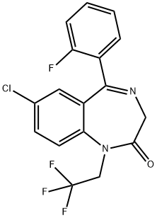 7-chloro-5-(2-fluorophenyl)-1,3-dihydro-1-(2,2,2-trifluoroethyl)-2H-1,4-benzodiazepin-2-one Structural