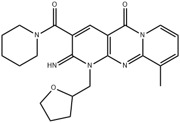 2-imino-10-methyl-3-(1-piperidinylcarbonyl)-1-(tetrahydro-2-furanylmethyl)-1,2-dihydro-5H-dipyrido[1,2-a:2,3-d]pyrimidin-5-one Structural