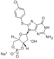 8-(4-CHLOROPHENYLTHIO)GUANOSINE 3',5'-CYCLIC MONOPHOSPHATE SODIUM SALT Structural