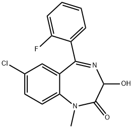 7-chloro-5-(2-fluorophenyl)-1,3-dihydro-3-hydroxy-1-methyl-2H-1,4-benzodiazepin-2-one           