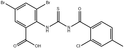 3,5-DIBROMO-2-[[[(2-CHLORO-4-METHYLBENZOYL)AMINO]THIOXOMETHYL]AMINO]-BENZOIC ACID