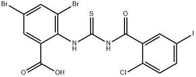 3,5-DIBROMO-2-[[[(2-CHLORO-5-IODOBENZOYL)AMINO]THIOXOMETHYL]AMINO]-BENZOIC ACID Structural