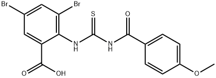 3,5-DIBROMO-2-[[[(4-METHOXYBENZOYL)AMINO]THIOXOMETHYL]AMINO]-BENZOIC ACID