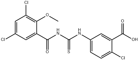 2-CHLORO-5-[[[(3,5-DICHLORO-2-METHOXYBENZOYL)AMINO]THIOXOMETHYL]AMINO]-BENZOIC ACID Structural