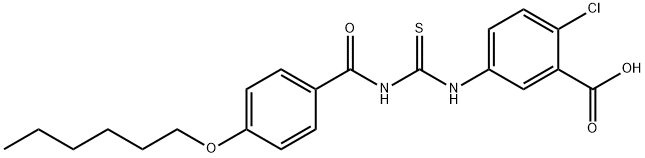 2-CHLORO-5-[[[[4-(HEXYLOXY)BENZOYL]AMINO]THIOXOMETHYL]AMINO]-BENZOIC ACID Structural