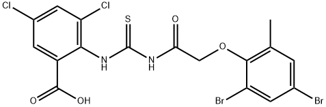 3,5-DICHLORO-2-[[[[(2,4-DIBROMO-6-METHYLPHENOXY)ACETYL]AMINO]THIOXOMETHYL]AMINO]-BENZOIC ACID Structural