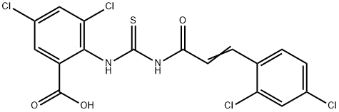 3,5-DICHLORO-2-[[[[3-(2,4-DICHLOROPHENYL)-1-OXO-2-PROPENYL]AMINO]THIOXOMETHYL]AMINO]-BENZOIC ACID Structural