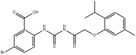 5-BROMO-2-[[[[[5-METHYL-2-(1-METHYLETHYL)PHENOXY]ACETYL]AMINO]THIOXOMETHYL]AMINO]-BENZOIC ACID Structural