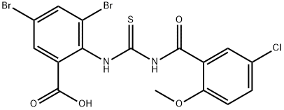 3,5-DIBROMO-2-[[[(5-CHLORO-2-METHOXYBENZOYL)AMINO]THIOXOMETHYL]AMINO]-BENZOIC ACID