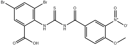 3,5-DIBROMO-2-[[[(4-METHOXY-3-NITROBENZOYL)AMINO]THIOXOMETHYL]AMINO]-BENZOIC ACID Structural