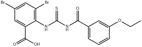 3,5-DIBROMO-2-[[[(3-ETHOXYBENZOYL)AMINO]THIOXOMETHYL]AMINO]-BENZOIC ACID