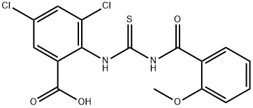 3,5-DICHLORO-2-[[[(2-METHOXYBENZOYL)AMINO]THIOXOMETHYL]AMINO]-BENZOIC ACID