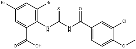 3,5-DIBROMO-2-[[[(3-CHLORO-4-METHOXYBENZOYL)AMINO]THIOXOMETHYL]AMINO]-BENZOIC ACID