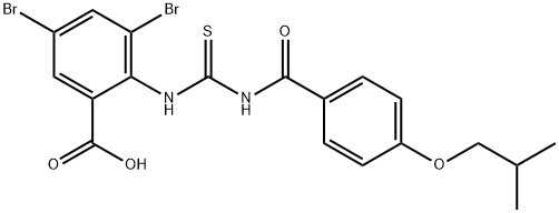 3,5-DIBROMO-2-[[[[4-(2-METHYLPROPOXY)BENZOYL]AMINO]THIOXOMETHYL]AMINO]-BENZOIC ACID