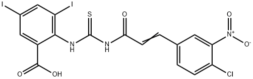 BENZOIC ACID, 2-[[[[3-(4-CHLORO-3-NITROPHENYL)-1-OXO-2-PROPENYL]AMINO]THIOXOMETHYL]AMINO]-3,5-DIIODO