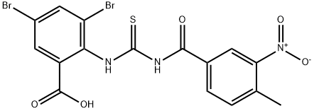 3,5-DIBROMO-2-[[[(4-METHYL-3-NITROBENZOYL)AMINO]THIOXOMETHYL]AMINO]-BENZOIC ACID