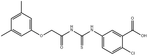 2-CHLORO-5-[[[[(3,5-DIMETHYLPHENOXY)ACETYL]AMINO]THIOXOMETHYL]AMINO]-BENZOIC ACID Structural