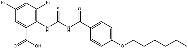 3,5-DIBROMO-2-[[[[4-(HEXYLOXY)BENZOYL]AMINO]THIOXOMETHYL]AMINO]-BENZOIC ACID Structural