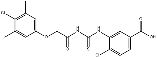 4-CHLORO-3-[[[[(4-CHLORO-3,5-DIMETHYLPHENOXY)ACETYL]AMINO]THIOXOMETHYL]AMINO]-BENZOIC ACID Structural