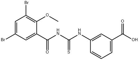 3-[[[(3,5-DIBROMO-2-METHOXYBENZOYL)AMINO]THIOXOMETHYL]AMINO]-BENZOIC ACID