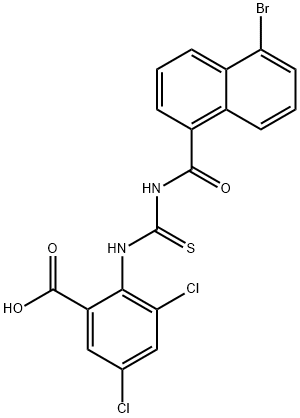 2-[[[[(5-BROMO-1-NAPHTHALENYL)CARBONYL]AMINO]THIOXOMETHYL]AMINO]-3,5-DICHLORO-BENZOIC ACID