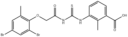 3-[[[[(2,4-DIBROMO-6-METHYLPHENOXY)ACETYL]AMINO]THIOXOMETHYL]AMINO]-2-METHYL-BENZOIC ACID Structural