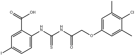 2-[[[[(4-CHLORO-3,5-DIMETHYLPHENOXY)ACETYL]AMINO]THIOXOMETHYL]AMINO]-5-IODO-BENZOIC ACID