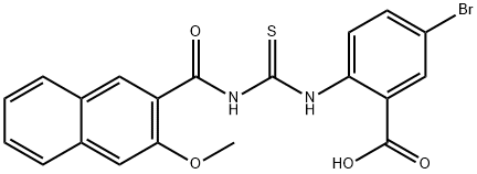 5-BROMO-2-[[[[(3-METHOXY-2-NAPHTHALENYL)CARBONYL]AMINO]THIOXOMETHYL]AMINO]-BENZOIC ACID Structural