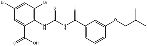 3,5-DIBROMO-2-[[[[3-(2-METHYLPROPOXY)BENZOYL]AMINO]THIOXOMETHYL]AMINO]-BENZOIC ACID