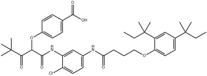 2-[(4-CARBOXY-PHENOXY)-4,4-DIMETHYL-3-OXO-PENTANOIC ACID-[2- CHLOR-5- [4-(2,4-DI-TERT-PENTYL-PHENOXY)-BUTYRAMIDO]]-ANILIDE Structural