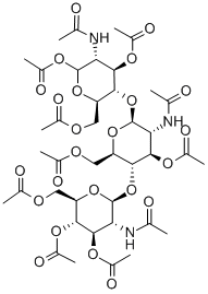 O-3,4,6-Tri-O-acetyl-2-(acetylamino)-2-deoxy-b-D-glucopyranosyl-(1-4)-O-3,6-di-O-acetyl-2-(acetylamino)-2-deoxy-b-D-glucopyranosyl-(1-4)-2-(acetylamino)-2-deoxy-1,3,6-triacetate-a-D-glucopyranose Structural