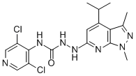 1-[1,3-DIMETHYL-4-(2-METHYLETHYL)-1H-PYRAZOLO[3,4-B]PYRIDIN-6-YL]-4-(3,5-DICHLORO-4-PYRIDINYL)-SEMICARBAZIDE