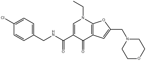 Furo[2,3-b]pyridine-5-carboxamide,  N-[(4-chlorophenyl)methyl]-7-ethyl-4,7-dihydro-2-(4-morpholinylmethyl)-4-oxo- Structural
