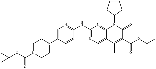 Pyrido[2,3-d]pyriMidine-6-carboxylic acid, 8-cyclopentyl-2-[[5-[4-[(1,1-diMethylethoxy)carbonyl]-1-piperazinyl]-2-pyridinyl]aMino]-7,8-dihydro-5-Methyl-7-oxo-, ethyl ester Structural