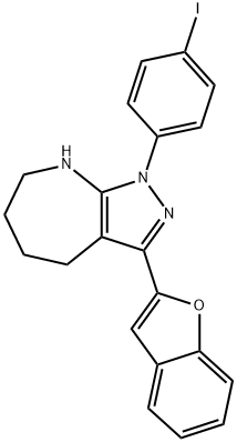 Pyrazolo[3,4-b]azepine, 3-(2-benzofuranyl)-1,4,5,6,7,8-hexahydro-1-(4-iodophenyl)- (9CI) Structural