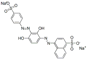 disodium 4-[[2,4-dihydroxy-3-[(4-sulphonatophenyl)azo]phenyl]azo]naphthalene-1-sulphonate Structural