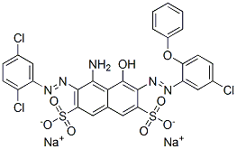 4-Amino-3-[(2,5-dichlorophenyl)azo]-5-hydroxy-6-[(5-chloro-2-phenoxyphenyl)azo]naphthalene-2,7-disulfonic acid disodium salt Structural