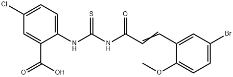 2-[[[[3-(5-BROMO-2-METHOXYPHENYL)-1-OXO-2-PROPENYL]AMINO]THIOXOMETHYL]AMINO]-5-CHLORO-BENZOIC ACID