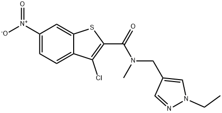 Benzo[b]thiophene-2-carboxamide, 3-chloro-N-[(1-ethyl-1H-pyrazol-4-yl)methyl]-N-methyl-6-nitro- (9CI) Structural