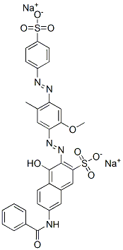 7-(Benzoylamino)-4-hydroxy-3-[[2-methoxy-5-methyl-4-[(4-sulfophenyl)azo]phenyl]azo]-2-naphthalenesulfonic acid disodium salt