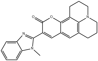 9-(1-Methyl-benzimidazol-2-yl)-2,3-5-6-tetrahydro-quinolizino[9,9a,1-gh]coumarin Structural