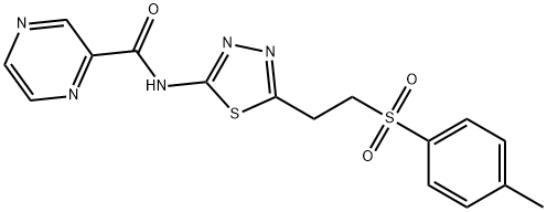 Pyrazinecarboxamide, N-[5-[2-[(4-methylphenyl)sulfonyl]ethyl]-1,3,4-thiadiazol-2-yl]- (9CI) Structural