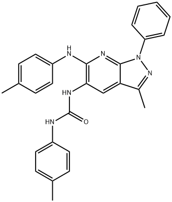 Urea, N-[3-methyl-6-[(4-methylphenyl)amino]-1-phenyl-1H-pyrazolo[3,4-b]pyridin-5-yl]-N-(4-methylphenyl)- (9CI) Structural