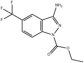 ethyl 3-amino-5-(trifluoromethyl)-1H-indazole-1-carboxylate         ,3-Amino-5-(trifluoromethyl)-1H-indazole-1-carboxylic acid ethyl ester